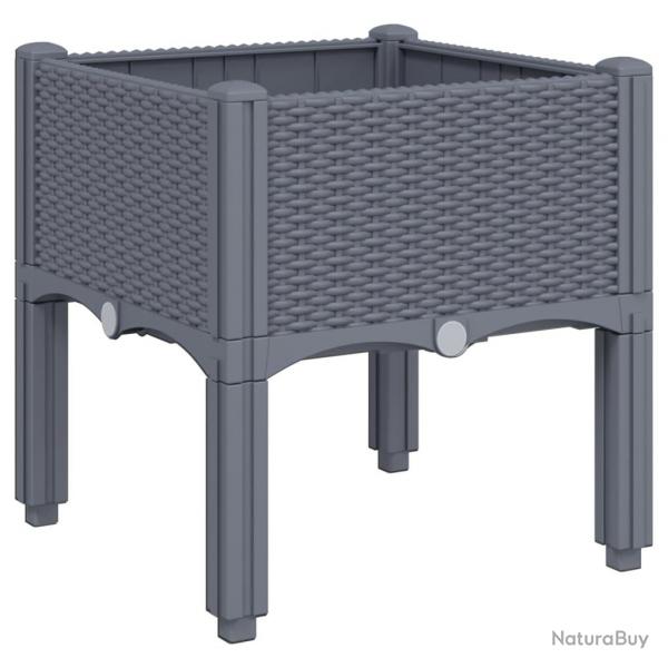 Jardinire bac lit surlev plantes fleurs terrasse jardin avec pieds 40 x 40 x 42 cm PP gris 02_00