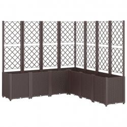 Jardinière bac lit surélevé plantes fleurs terrasse jardin avec treillis 160 x 160 x 140 cm PP marr