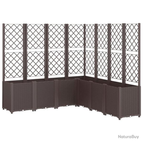 Jardinire bac lit surlev plantes fleurs terrasse jardin avec treillis 160 x 160 x 140 cm PP marr