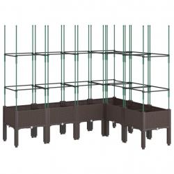 Jardinière bac lit surélevé plantes fleurs terrasse jardin avec treillis 160 x 120 x 142,5 cm PP ma