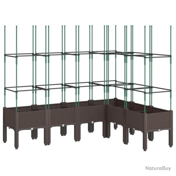 Jardinire bac lit surlev plantes fleurs terrasse jardin avec treillis 160 x 120 x 142,5 cm PP ma