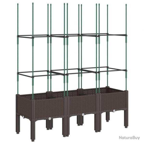 Jardinire bac lit surlev plantes fleurs terrasse jardin avec treillis 120 x 40 x 142,5 cm PP mar