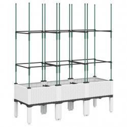 Jardinière bac lit surélevé plantes fleurs terrasse jardin avec treillis 120 x 40 x 142,5 cm PP bla