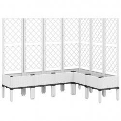 Jardinière bac lit surélevé plantes fleurs terrasse jardin avec treillis 160 x 120 x 142 cm PP blan