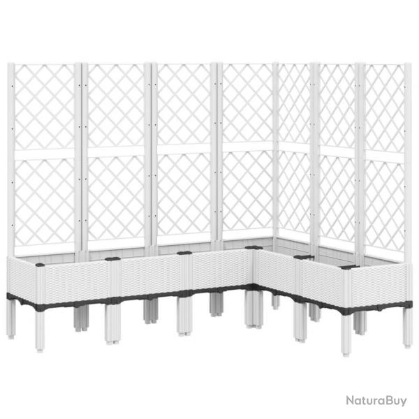 Jardinire bac lit surlev plantes fleurs terrasse jardin avec treillis 160 x 120 x 142 cm PP blan