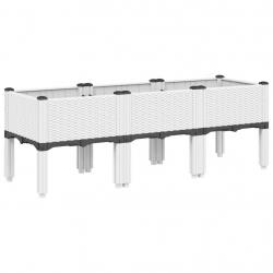 Jardinière bac lit surélevé plantes fleurs terrasse jardin avec pieds 120 x 40 x 42 cm PP blanc 02_