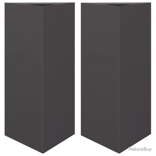 Jardinire bac lit surlev plantes fleurs jardin terrasses lot de 2 triangulaire 40 x 34,5 x 70 cm