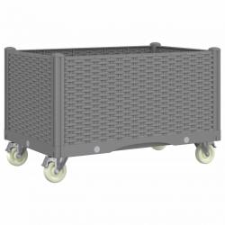 Jardinière bac lit surélevé plantes fleurs terrasse jardin à roulettes clair 80 x 50 x 54 cm PP gri