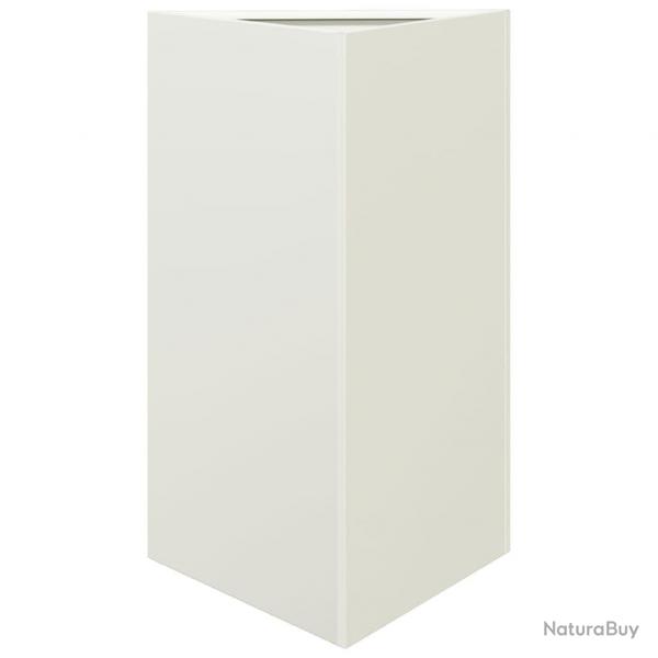 Jardinire bac lit surlev plantes fleurs terrasse jardin triangulaire 50 x 43 x 75 cm acier blanc