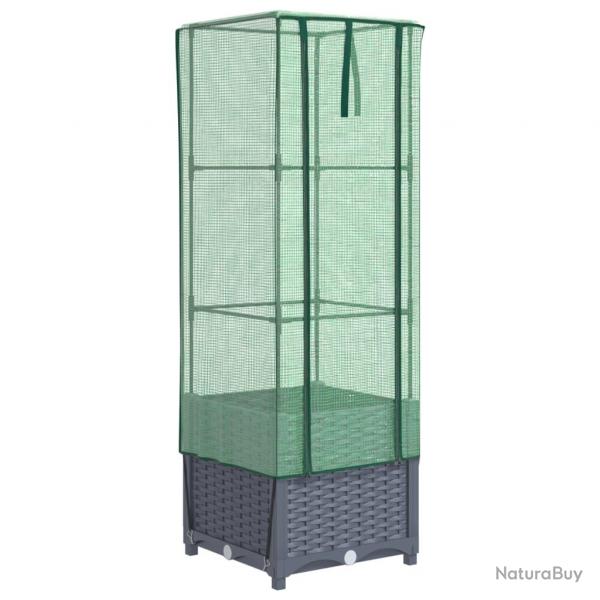 Jardinire bac lit surlev plantes fleurs terrasse jardin surleve avec housse aspect rotin 40 x