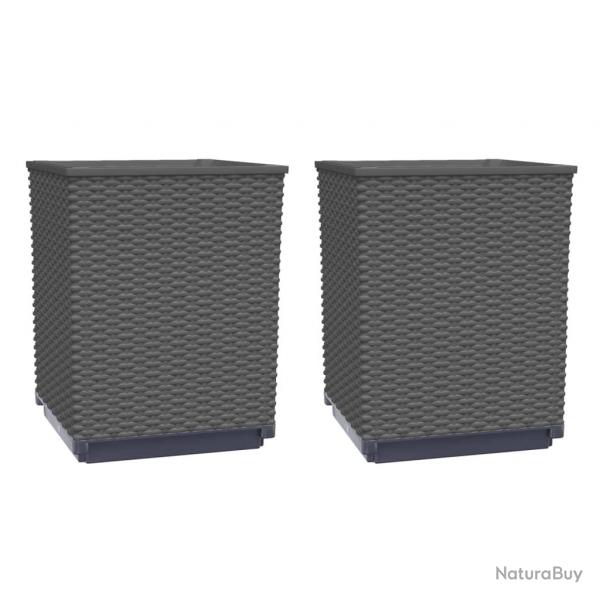Jardinire bac lit surlev plantes fleurs jardin terrasses lot de 2 30 x 30 x 37 cm polypropylne