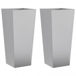 Jardinière bac lit surélevé plantes fleurs jardin terrasses lot de 2 35 x 35 x 75 cm acier galvanis