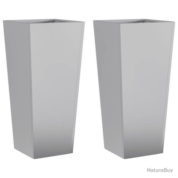 Jardinire bac lit surlev plantes fleurs jardin terrasses lot de 2 35 x 35 x 75 cm acier galvanis