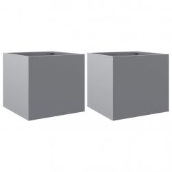 Jardinière bac lit surélevé plantes fleurs jardin terrasses lot de 2 argenté 32 x 30 x 29 cm acier