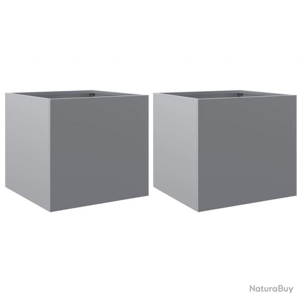 Jardinire bac lit surlev plantes fleurs jardin terrasses lot de 2 argent 32 x 30 x 29 cm acier