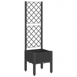 Jardinière bac lit surélevé plantes fleurs terrasse jardin avec treillis 40 x 40 x 142 cm PP noir 0