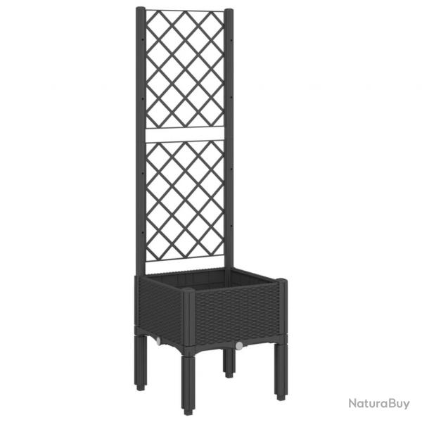 Jardinire bac lit surlev plantes fleurs terrasse jardin avec treillis 40 x 40 x 142 cm PP noir 0