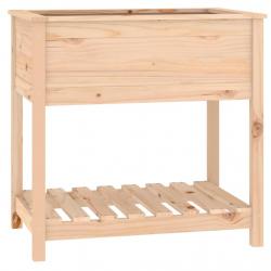Jardinière bac lit surélevé plantes fleurs terrasse jardin avec étagère 82,5 x 54 x 81 cm bois mass