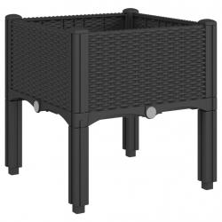Jardinière bac lit surélevé plantes fleurs terrasse jardin avec pieds 40 x 40 x 42 cm PP noir 02_00