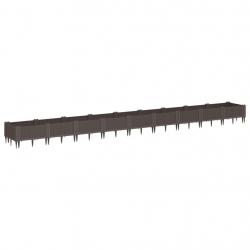 Jardinière bac lit surélevé plantes fleurs terrasse jardin avec piquets 362,5 x 42,5 x 28,5 cm PP m