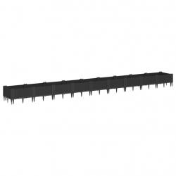 Jardinière bac lit surélevé plantes fleurs terrasse jardin avec piquets 362,5 x 42,5 x 28,5 cm PP n