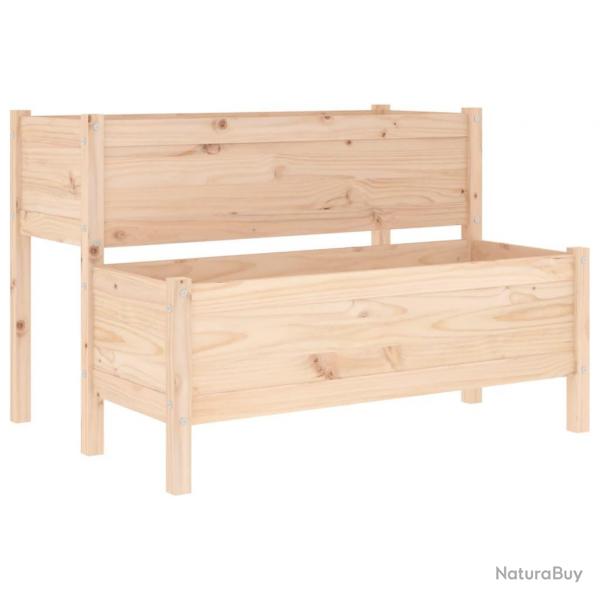 Jardinire bac lit surlev plantes fleurs terrasse jardin 110 x 84 x 75 cm bois massif de pin marr