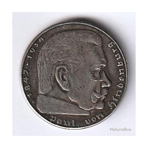 Pice de Monnaie ALLEMAGNE 2 Reichsmark Marchal Paul von Hindenburg 1937 Berlin
