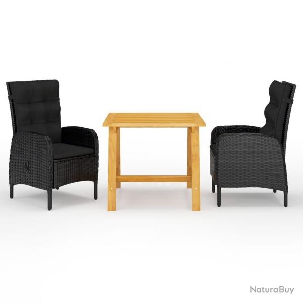 Ensemble  manger de jardin 3 pcs Noir alsavelo