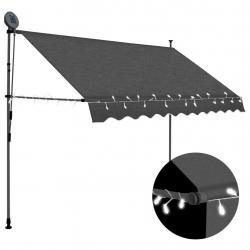 Auvent manuel rétractable avec LED 250 cm Anthracite alsavelo