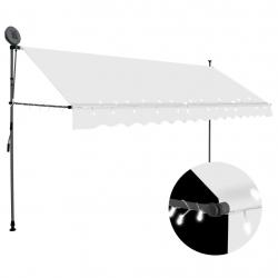 Auvent manuel rétractable avec LED 400 cm Crème alsavelo