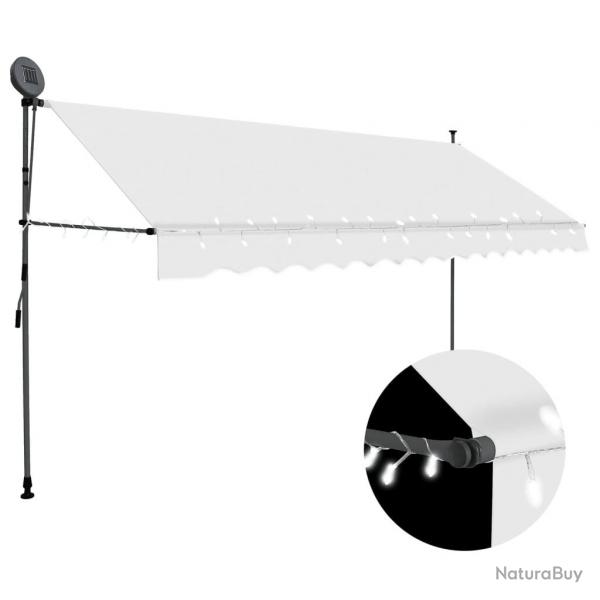 Auvent manuel rtractable avec LED 400 cm Crme alsavelo
