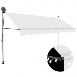 Auvent manuel rétractable avec LED 350 cm Crème alsavelo