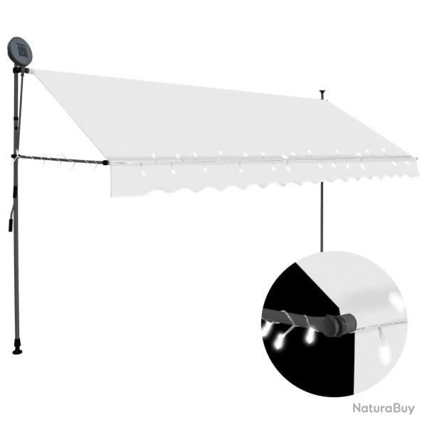 Auvent manuel rtractable avec LED 350 cm Crme alsavelo