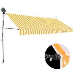 Auvent manuel rétractable avec LED 400 cm Blanc et orange alsavelo