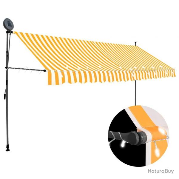 Auvent manuel rtractable avec LED 400 cm Blanc et orange alsavelo