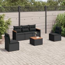 Salon de jardin 6 pcs avec coussins noir résine tressée alsavelo