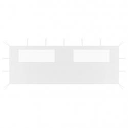 Paroi latérale de belvédère avec fenêtres 6x2 m Blanc alsavelo