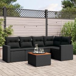 Salon de jardin 6 pcs avec coussins noir résine tressée alsavelo