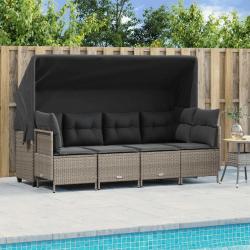 Salon de jardin 5 pcs avec coussins gris clair résine tressée alsavelo