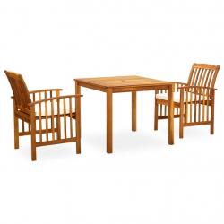 Ensemble à manger de jardin 3 pcs et coussins Acacia solide alsavelo