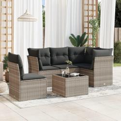 Salon de jardin 6 pcs avec coussins gris clair résine tressée alsavelo