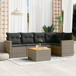 Salon de jardin 6 pcs avec coussins gris résine tressée alsavelo