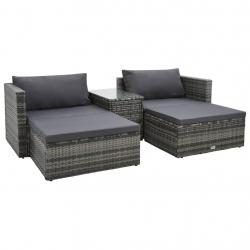 Salon de jardin 5 pcs avec coussins Résine tressée Gris alsavelo