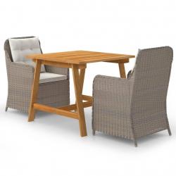 Ensemble à manger de jardin 3 pcs Marron alsavelo