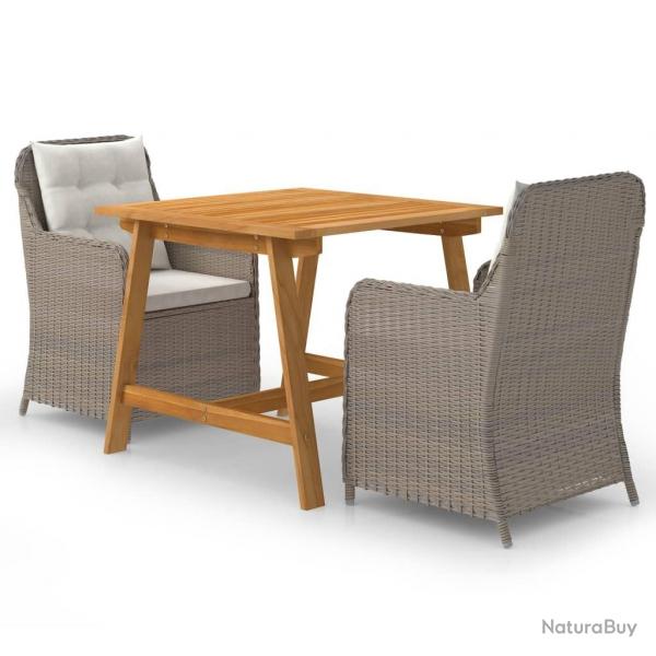 Ensemble  manger de jardin 3 pcs Marron alsavelo