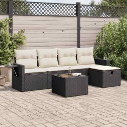 Salon de jardin 6 pcs avec coussins noir résine tressée alsavelo