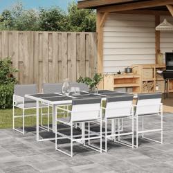 Ensemble à manger de jardin avec coussins 7 pcs blanc textilène alsavelo