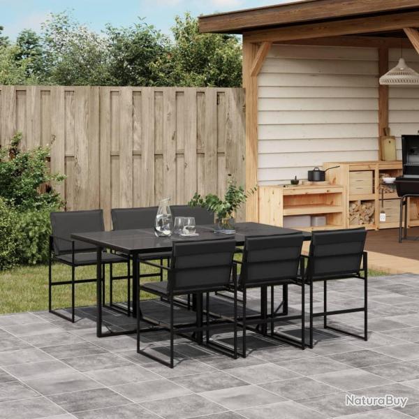 Ensemble  manger de jardin 7 pcs avec coussins noir textilne alsavelo