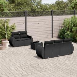 Salon de jardin 6 pcs avec coussins noir résine tressée alsavelo