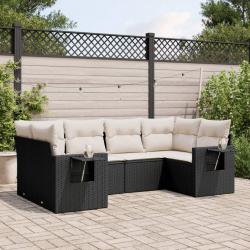 Salon de jardin 6 pcs avec coussins noir résine tressée alsavelo